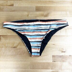 PRANA Gemma Bottom REVERSIBLE Black‎ Stripe Bikini Swimwear Size Medium NWT